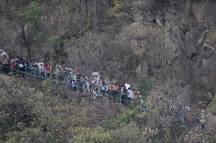 Aspecto de la visita al Cerrito de la Guadalupana en Huescalapa, Jal
