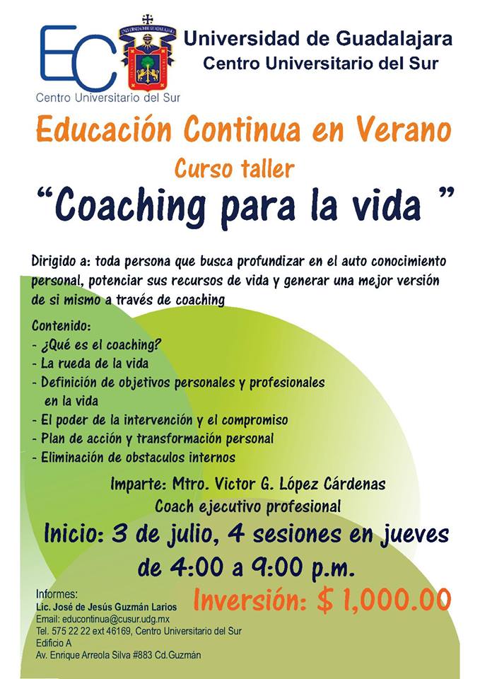 Preparatoria Regional de Zapotiltic INVITA al Curso Taller Coaching para la Vida del CUSur