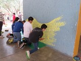 Aspecto del proceso Mural DIVERSIÓN AL MÁXIMO 2015