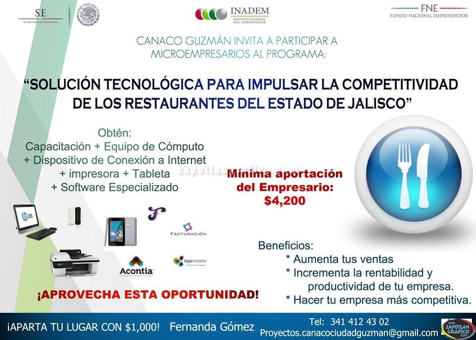 CANACO Ciudad Guzmán invita a restauranteros a beneficiarse con paquetes de INADEM