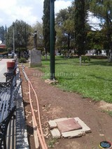 Aspecto actual y trabajos de remodelación del jardín principal de Cd. Guzmán, Jal. (julio 2016)