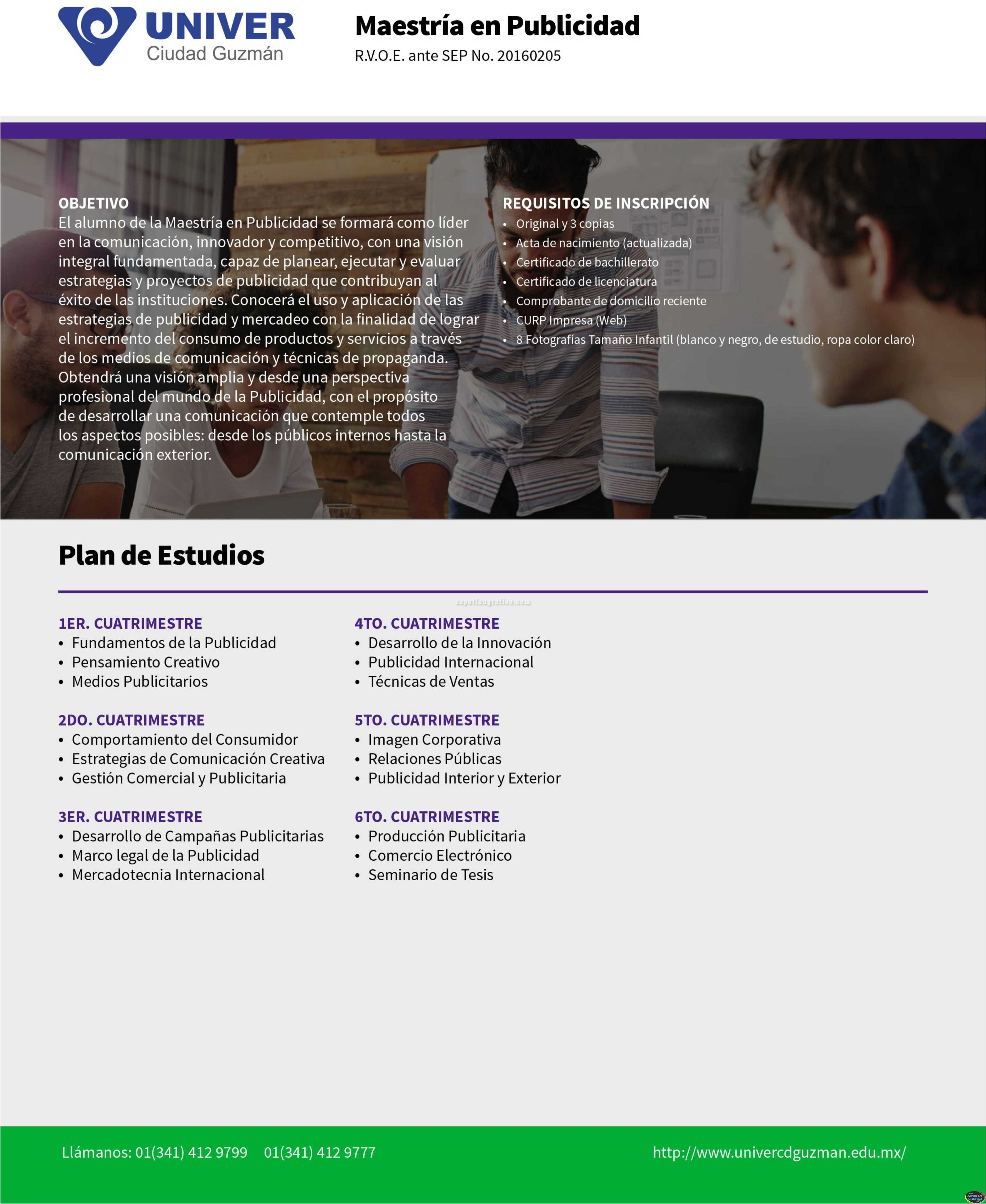 Plan de Estudios: Maestría en Publicidad UNIVER Ciudad Guzmán, Jal.