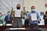Firma del convenio de colaboración de Sur a Norte, de Zapotlán a Zapotiltic para replicar las políticas públicas.